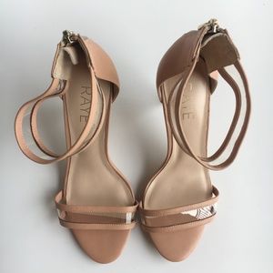 RAYE Bettina Clear Ankle Strap Leather Trim Heels